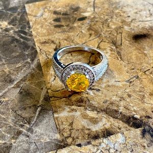 2.29ctw Citrine & White Sapphire Ring Size 7